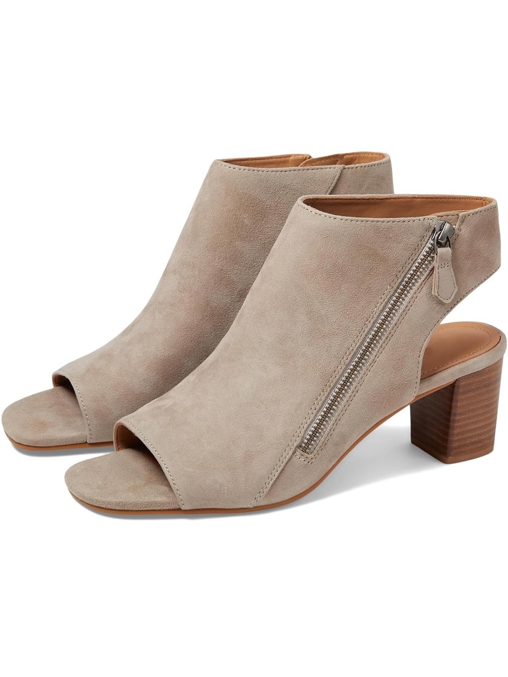 2” Chunky Heel Open Toe Booties Sandals Zipper Sandal Booties Cut Out